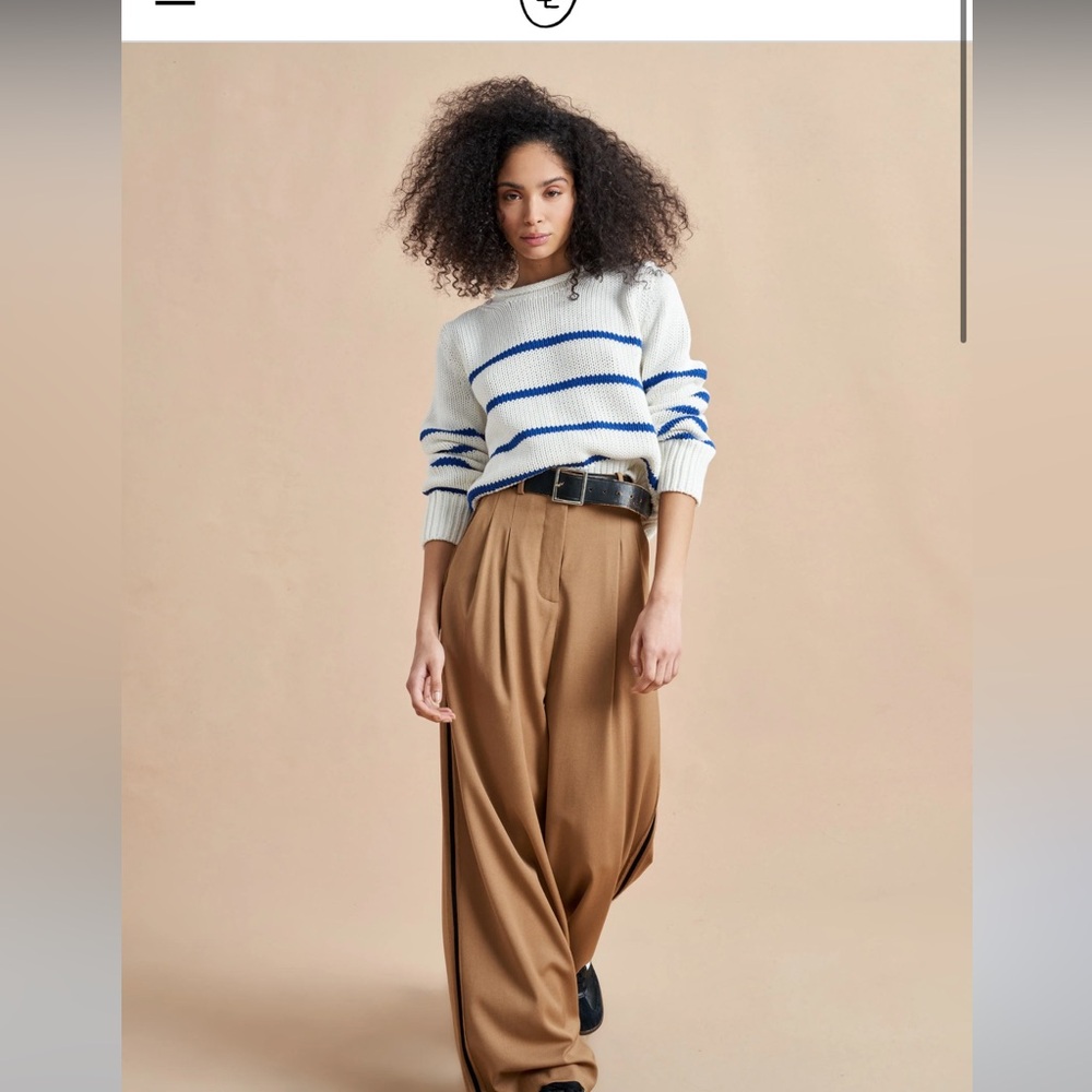 La ligne mini marina sweater. Cream and cobalt.